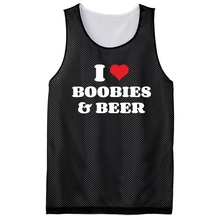 I Love Boobies And Beer Funny Humorous Mesh Reversible Basketball Jersey Tank