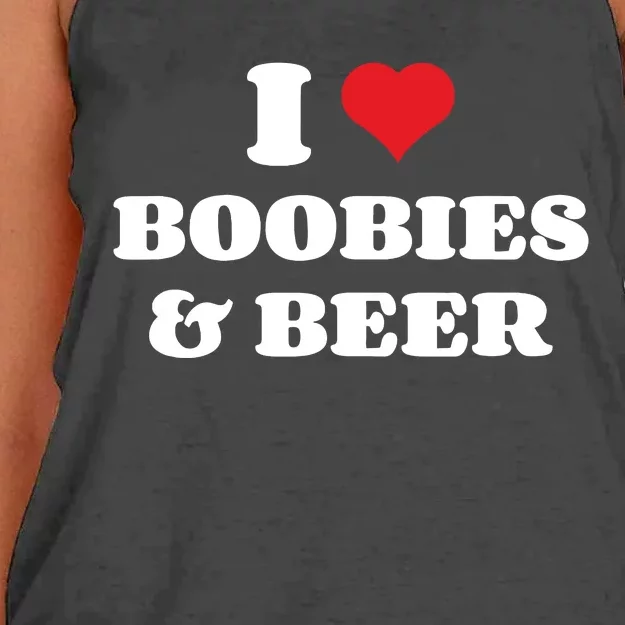 I Love Boobies And Beer Funny Humorous Women's Knotted Racerback Tank