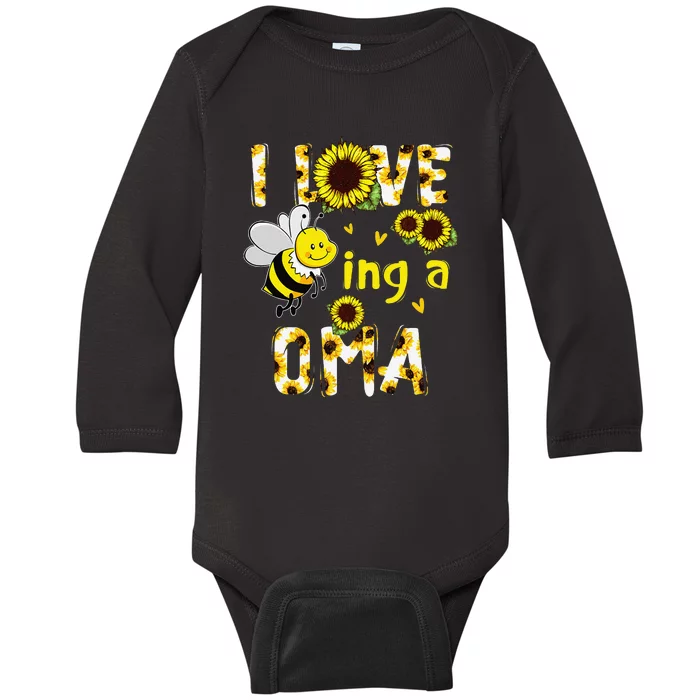 I Love Being A Oma Sunflower Bee Funny Mother's Day Baby Long Sleeve Bodysuit