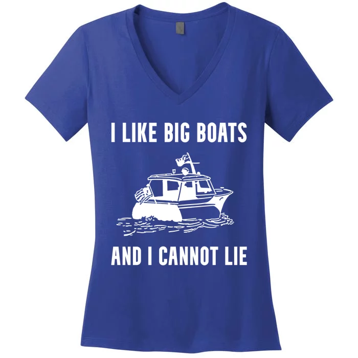 I Like Boats Funny Boat Lover Boater Dad Fishing Boating Gift Women's V-Neck T-Shirt