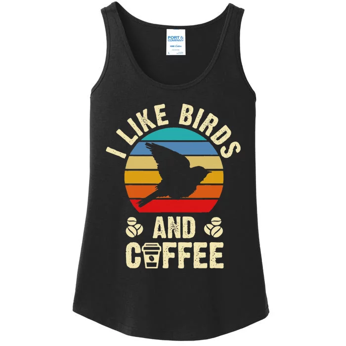 I Like Birds & Coffee Funny Vintage Birds Theme Lover Gift Ladies Essential Tank