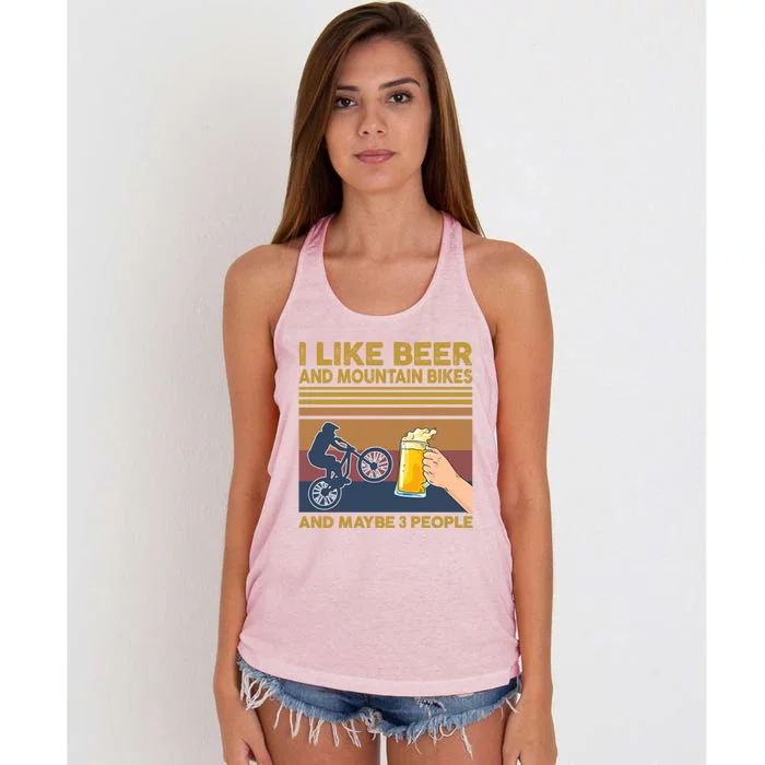 I Like Beer And Mountain Bikes And Maybe 3 People Funny Gift Women's Knotted Racerback Tank