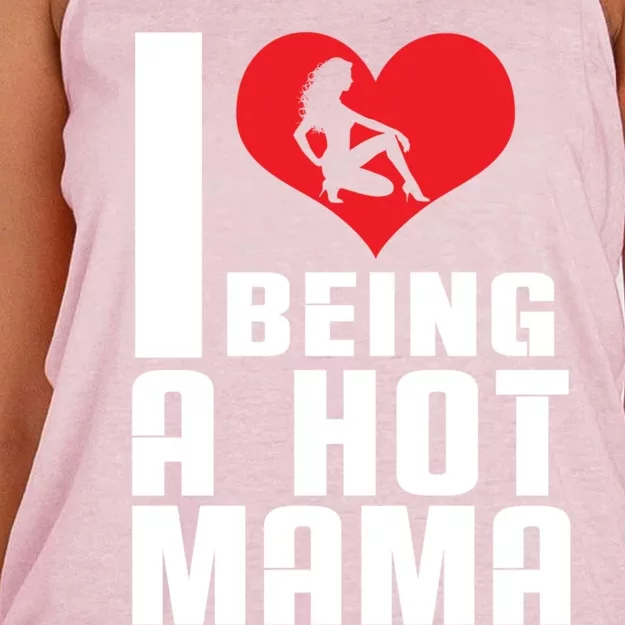 I Love Being A Hot Mama Gift In Heart Great Gift Women's Knotted Racerback Tank