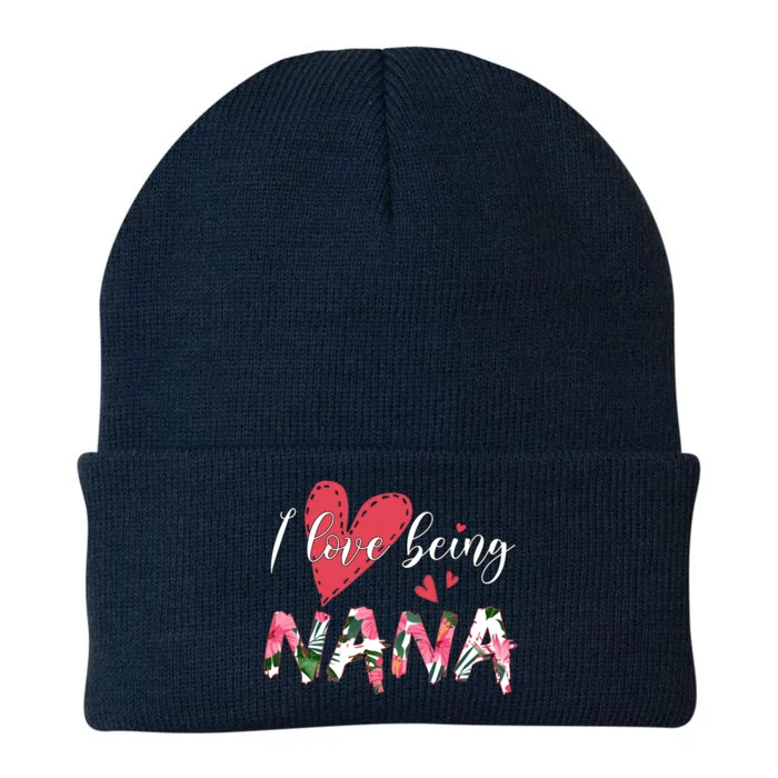 I Love Being Nana Floral Love Knit Cap Winter Beanie