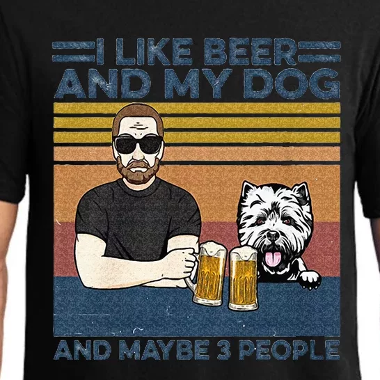 I Like Beer My Dog And Maybe 3 People Funny Dog Lovers Gift Pajama Set