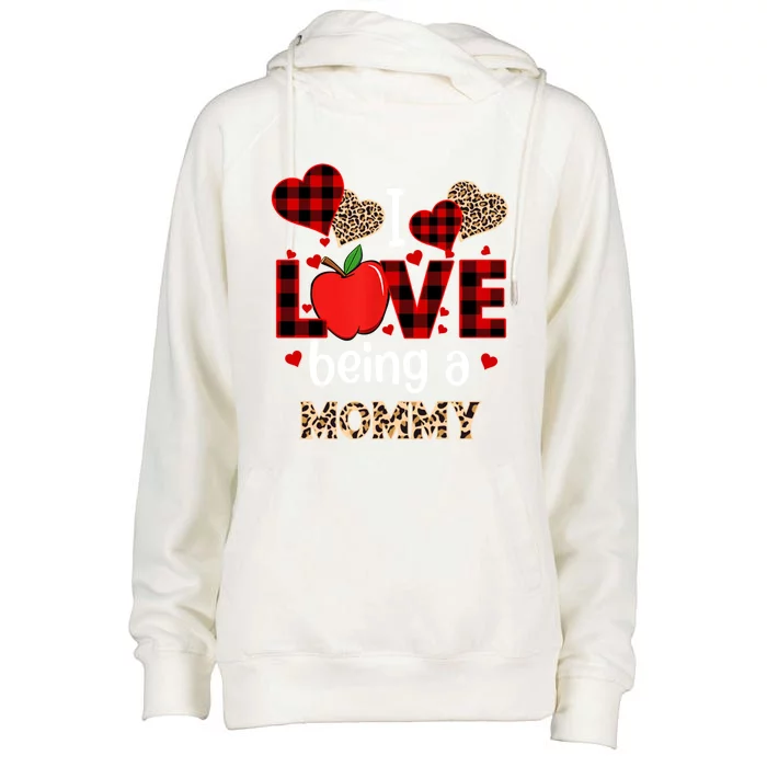 I Love Being A Mommy Red Plaid Valentines Meaningful Gift Womens Funnel Neck Pullover Hood