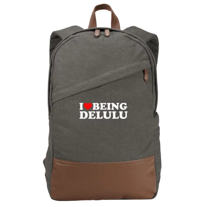 I Love Being Delulu I Heart Being Delulu Red Heart Delulu Cotton Canvas Backpack