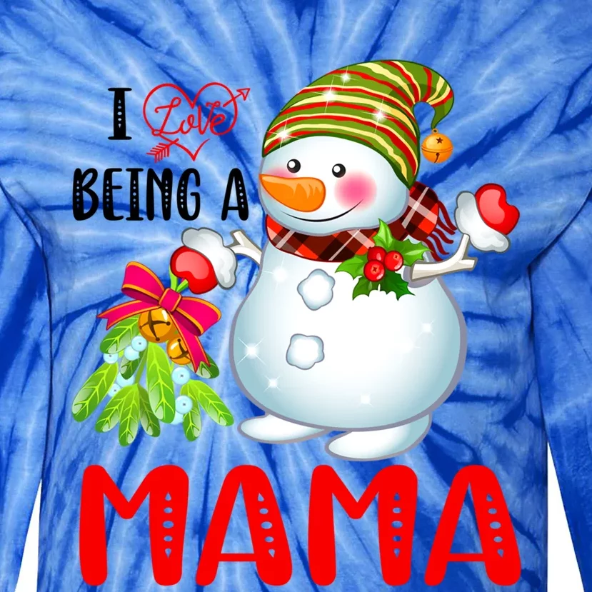 I Love Being A Mama Xmas Snow Scarf Christmas Lover Gift Tie-Dye Long Sleeve Shirt