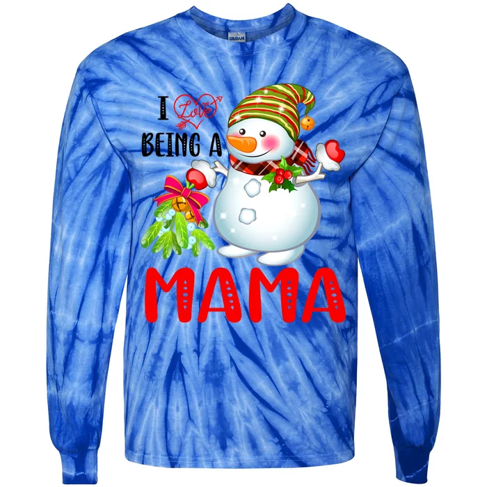 I Love Being A Mama Xmas Snow Scarf Christmas Lover Gift Tie-Dye Long Sleeve Shirt