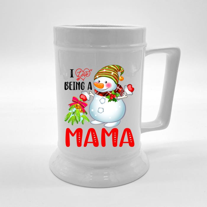 I Love Being A Mama Xmas Snow Scarf Christmas Lover Gift Front & Back Beer Stein