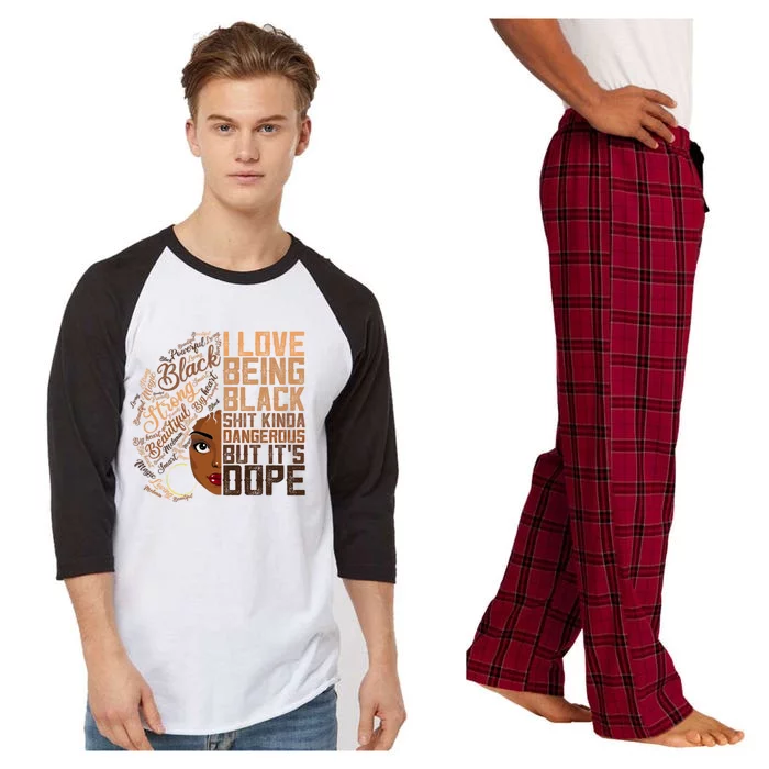 I Love Being Black African American Melanin Gift Raglan Sleeve Pajama Set