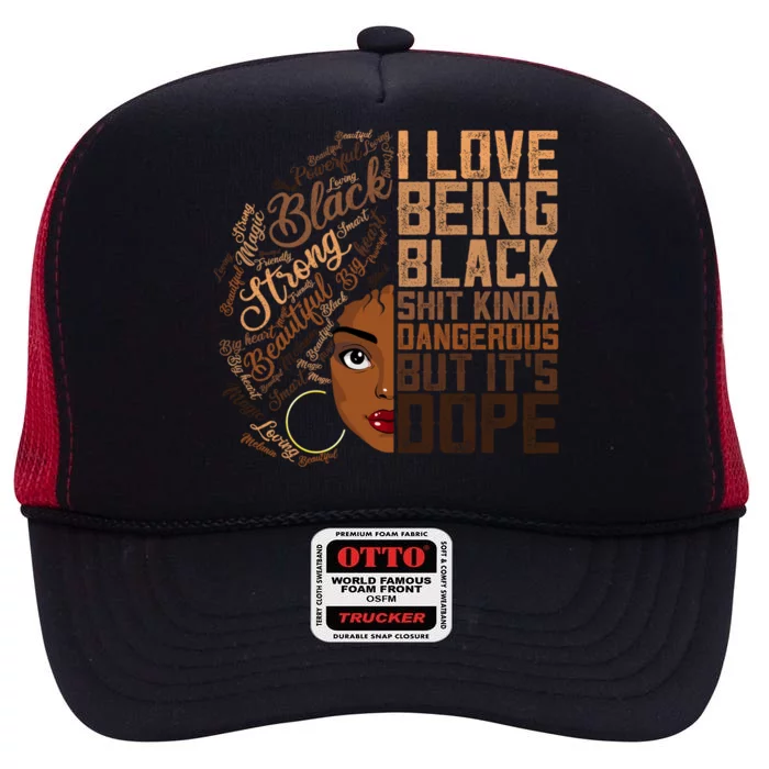 I Love Being Black African American Melanin Gift High Crown Mesh Trucker Hat