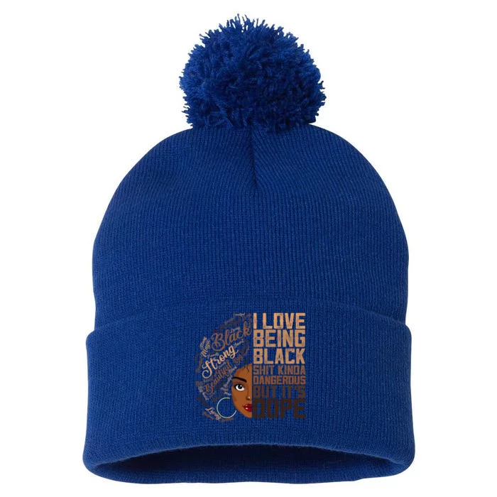 I Love Being Black African American Melanin Gift Pom Pom 12in Knit Beanie