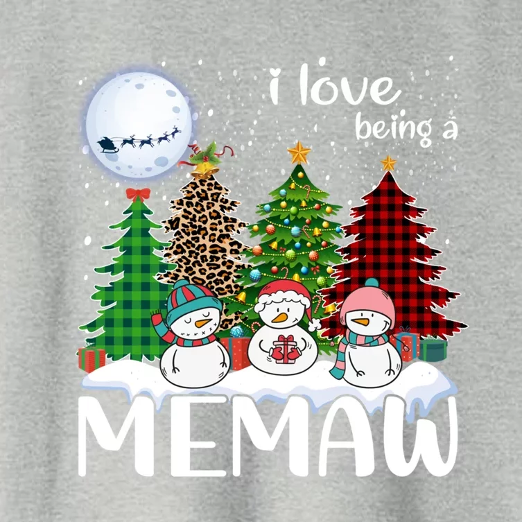 I Love Being A Memaw Snow Xmas Leopard Tree Christmas Gift Women's Crop Top Tee