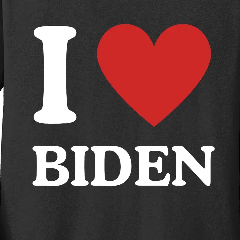 I Love Biden Kids Long Sleeve Shirt