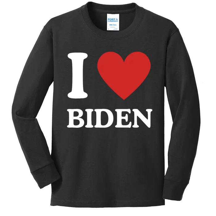 I Love Biden Kids Long Sleeve Shirt