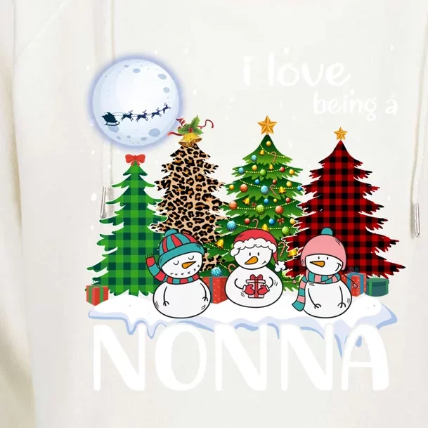 I Love Being A Nonna Snow Xmas Leopard Tree Christmas Gift Womens Funnel Neck Pullover Hood