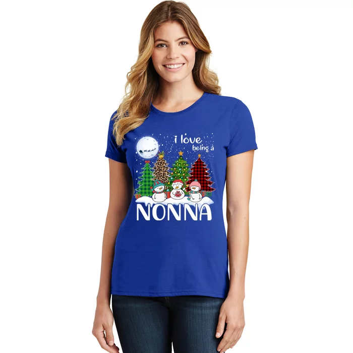 I Love Being A Nonna Snow Xmas Leopard Tree Christmas Gift Women's T-Shirt