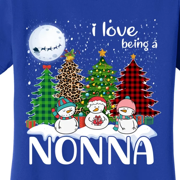 I Love Being A Nonna Snow Xmas Leopard Tree Christmas Gift Women's T-Shirt