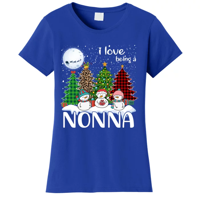 I Love Being A Nonna Snow Xmas Leopard Tree Christmas Gift Women's T-Shirt