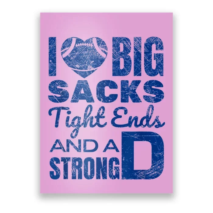 I Love Big Sacks Tight Ends And Strong D Funny Football Poster