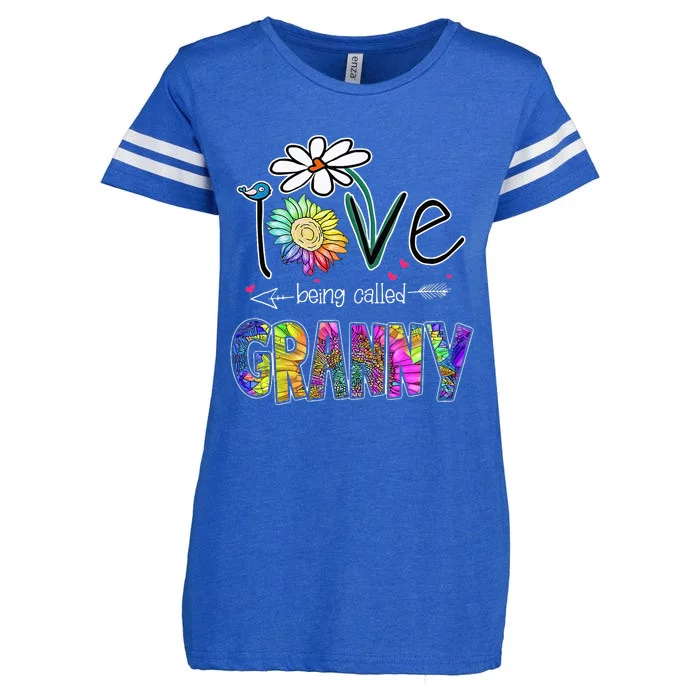 I Love Being Called Granny Daisy Sunflower Mother's Day Enza Ladies Jersey Football T-Shirt