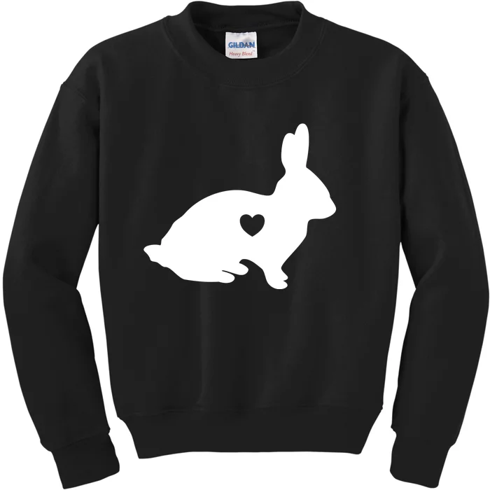 I Love Bunny Rabbits Heart Kids Sweatshirt