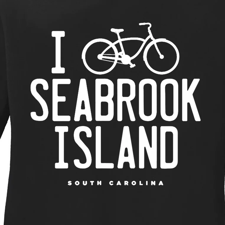 I Love Biking Graphic Seabrook Island South Carolina SC Ladies Long Sleeve Shirt