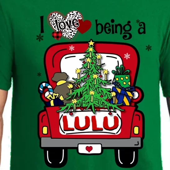 I Love Being A Lulu Tree Truck Happy Family New Christmas Cool Gift Pajama Set