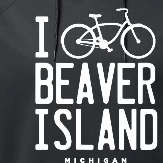 I Love Biking Beaver Island Michigan Performance Fleece Hoodie