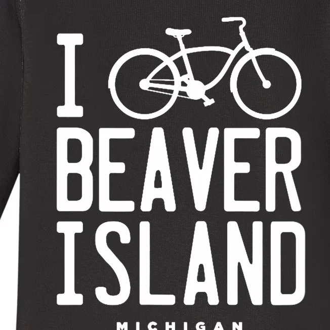 I Love Biking Beaver Island Michigan Baby Long Sleeve Bodysuit