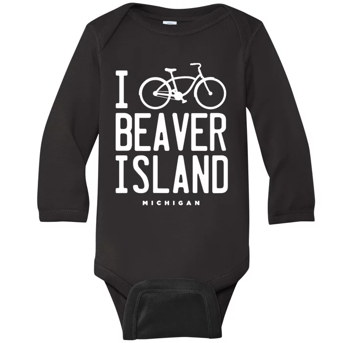 I Love Biking Beaver Island Michigan Baby Long Sleeve Bodysuit