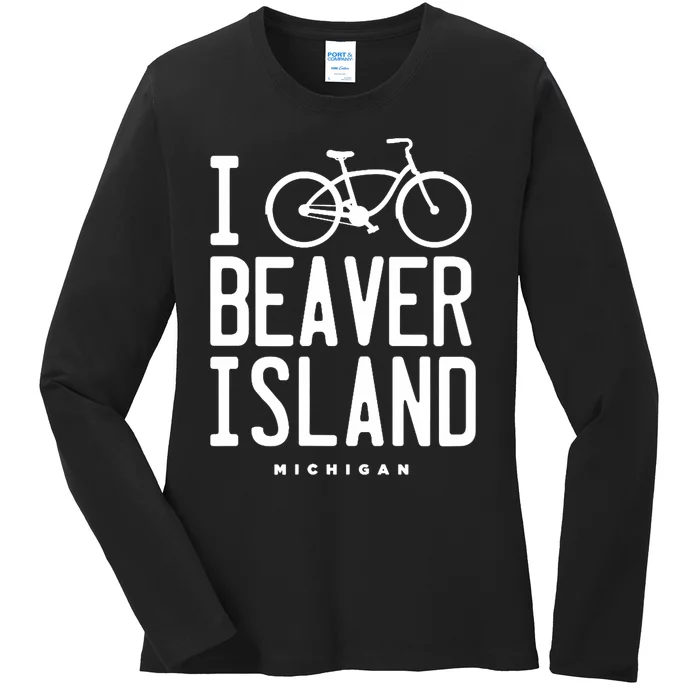 I Love Biking Beaver Island Michigan Ladies Long Sleeve Shirt