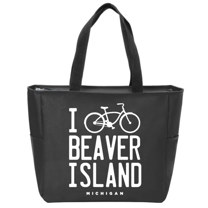 I Love Biking Beaver Island Michigan Zip Tote Bag