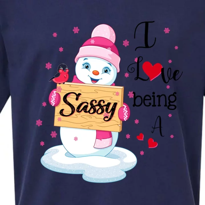 I Love Being A Sassy Snow Happy Family New Christmas Cool Gift Sueded Cloud Jersey T-Shirt