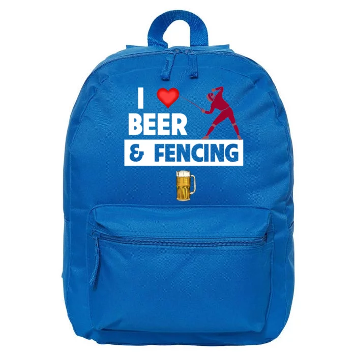 I Love Beer And Fencing Lunge Parry Sword Fighting Ing Gift 16 in Basic Backpack