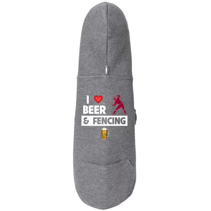 I Love Beer And Fencing Lunge Parry Sword Fighting Ing Gift Doggie 3-End Fleece Hoodie