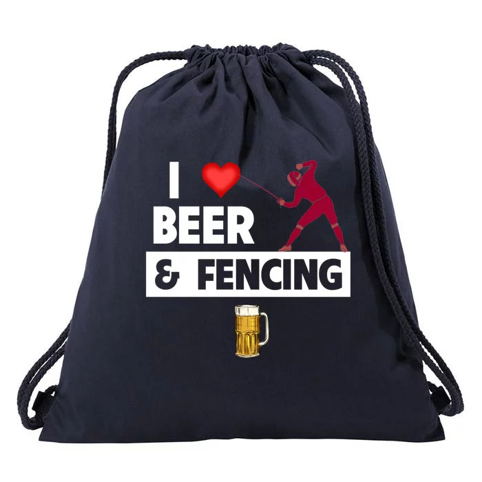 I Love Beer And Fencing Lunge Parry Sword Fighting Ing Gift Drawstring Bag