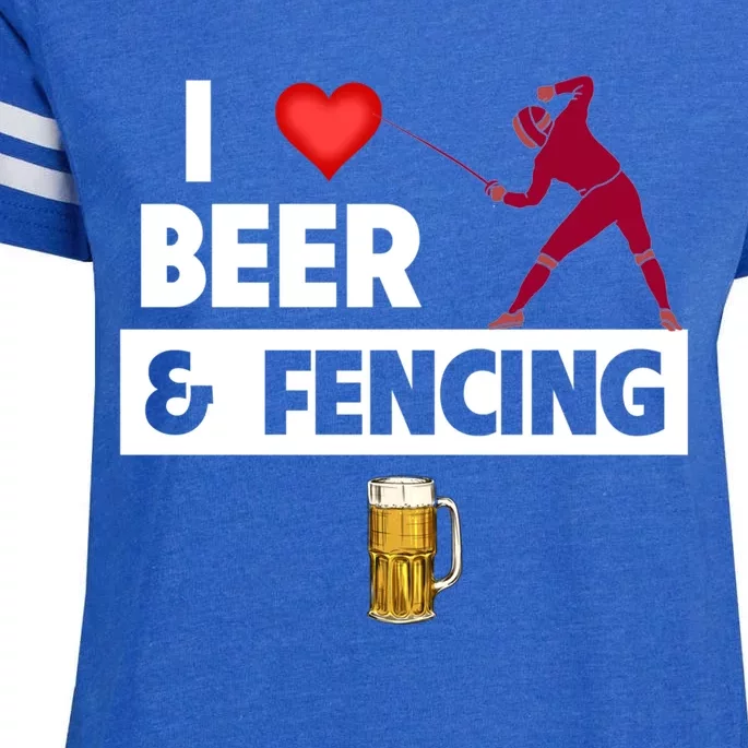 I Love Beer And Fencing Lunge Parry Sword Fighting Ing Gift Enza Ladies Jersey Football T-Shirt