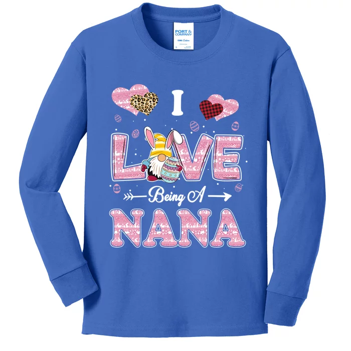 I Love Being Nana Easter Gnome Family Matching Funny Gift Kids Long Sleeve Shirt