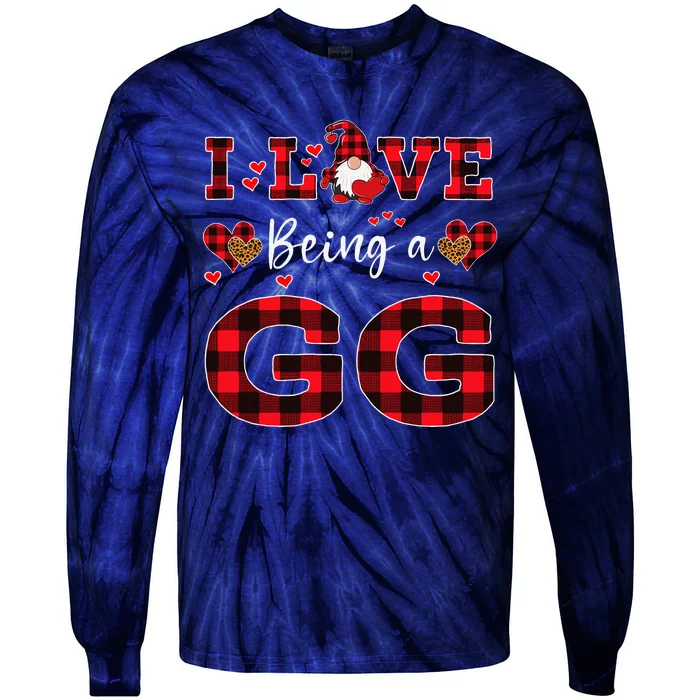 I Love Being A GG Gnome Valentine's Day GG Tie-Dye Long Sleeve Shirt