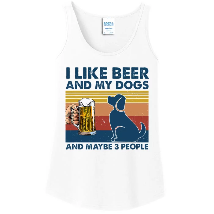 I Like Beer & My Dogs & Maybe 3 People Funny Hunter Drinker Ladies Essential Tank