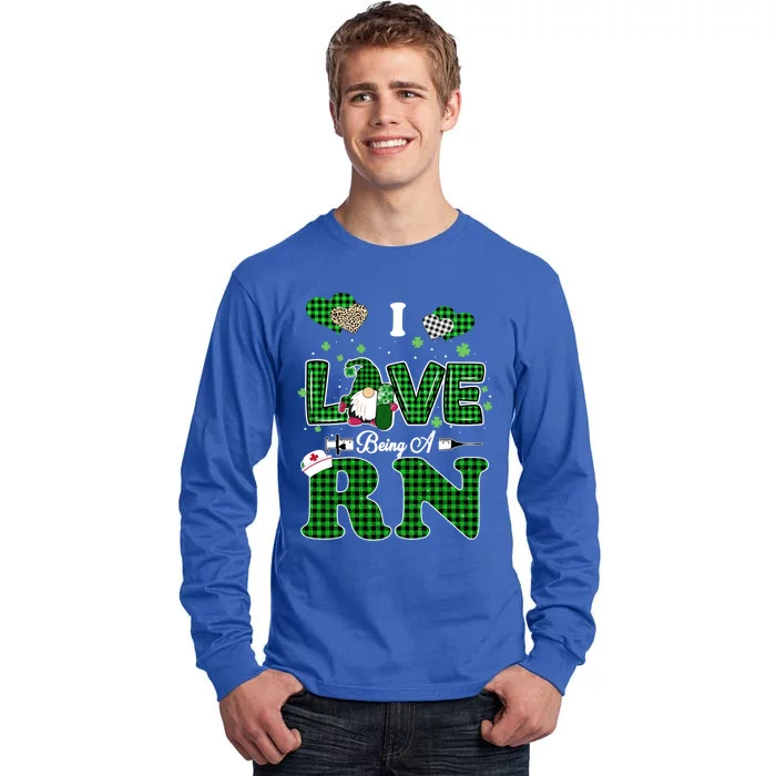 I Love Being Rn St Patricks Day Gnome Nurse Cute Gift Tall Long Sleeve T-Shirt