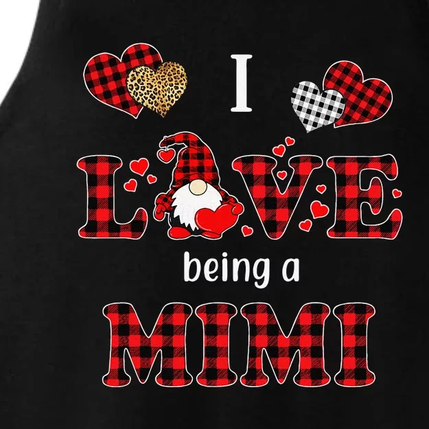 I Love Being A MiMi Gnomes Red Plaid Heart Valentine's Day Ladies Tri-Blend Wicking Tank