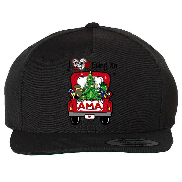 I Love Being An Ama Tree Truck Happy Family New Christmas Gift Wool Snapback Cap