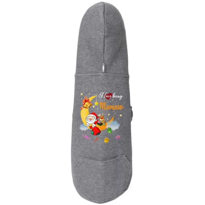 I Love Being Mamaw Christmas Cute Santa Reindeer Gift Doggie 3-End Fleece Hoodie