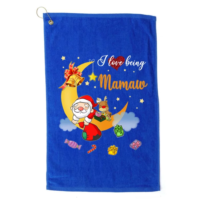 I Love Being Mamaw Christmas Cute Santa Reindeer Gift Platinum Collection Golf Towel