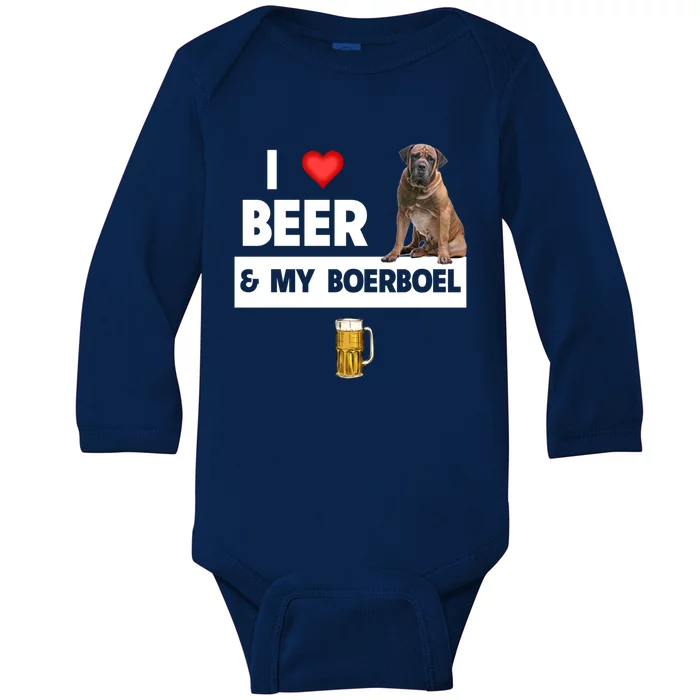 I Love Beer And My Boerboel Hunting Dog Mom Dad Ing Great Gift Baby Long Sleeve Bodysuit