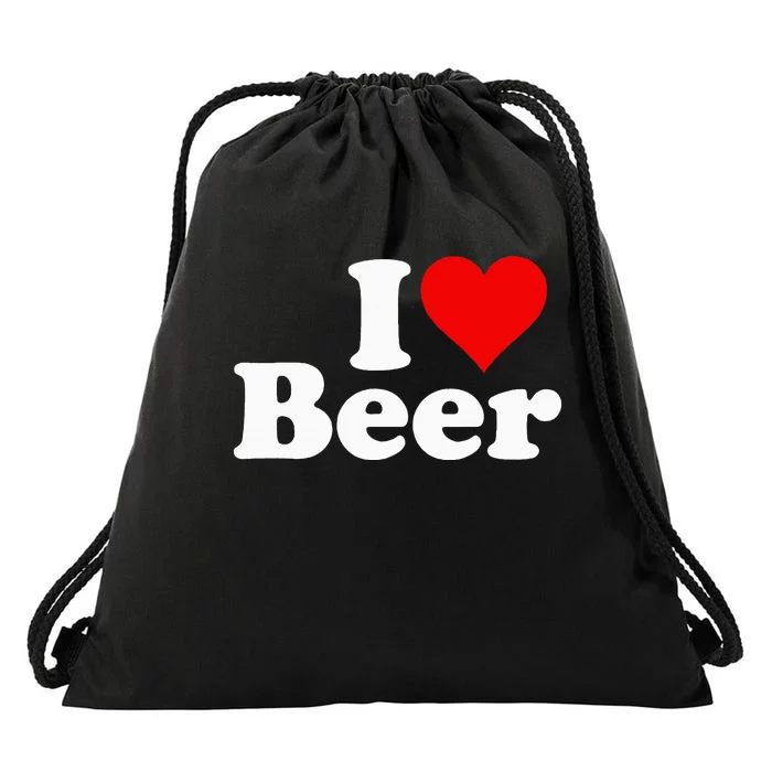 I Love Beer I Heart Beer Drawstring Bag