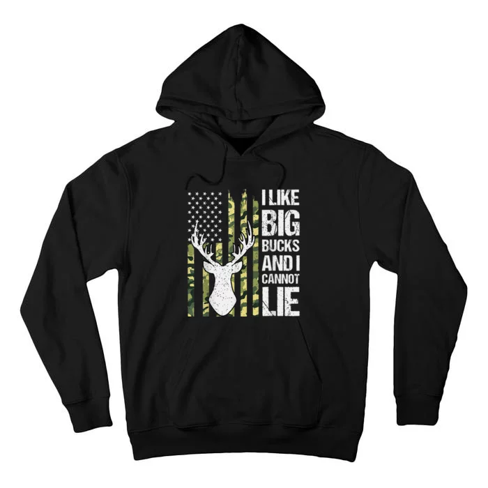 I Like Big Bucks And I Cannot Lie Deer Hunting USA Flag Tall Hoodie